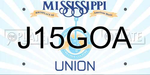 J15GOA Mississippi License Plate