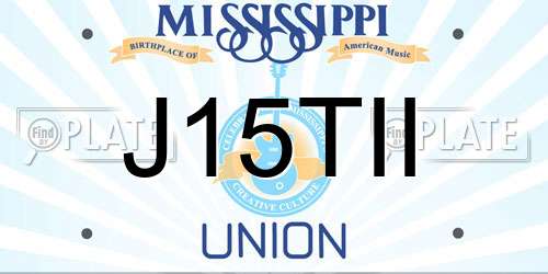 J15TII Mississippi License Plate