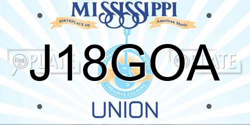 J18GOA Mississippi License Plate