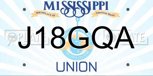 J18GQA Mississippi License Plate