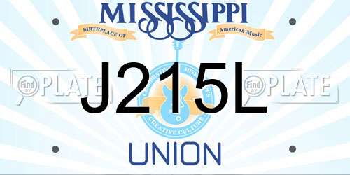 J215L Mississippi License Plate
