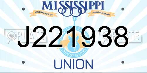 J221938 Mississippi License Plate
