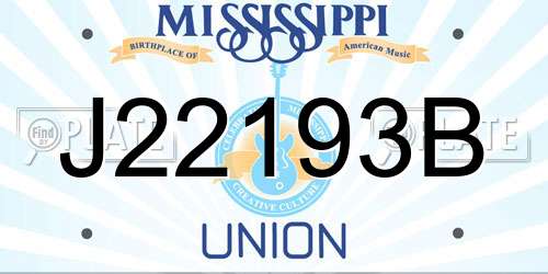 J22193B Mississippi License Plate