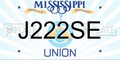 J222SE Mississippi License Plate