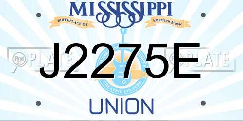 J2275E Mississippi License Plate