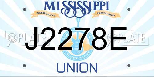 J2278E Mississippi License Plate