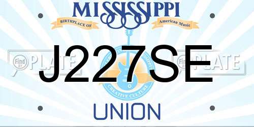 J227SE Mississippi License Plate