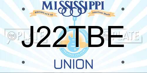 J22TBE Mississippi License Plate