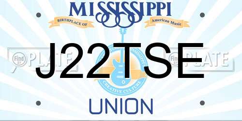 J22TSE Mississippi License Plate