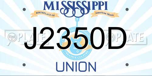 J2350D Mississippi License Plate