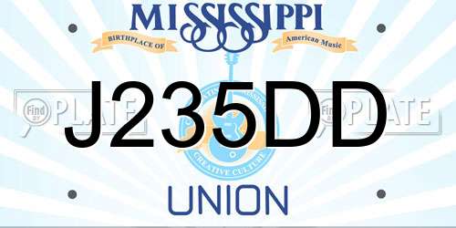 J235DD Mississippi License Plate