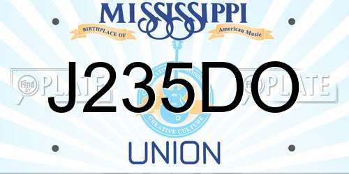 J235DO Mississippi License Plate