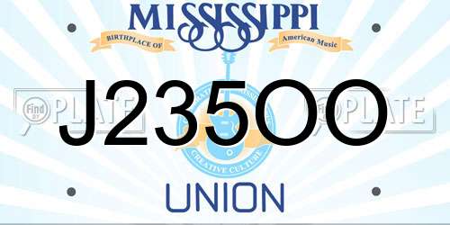 J235OO Mississippi License Plate