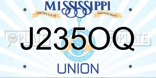 J235OQ Mississippi License Plate
