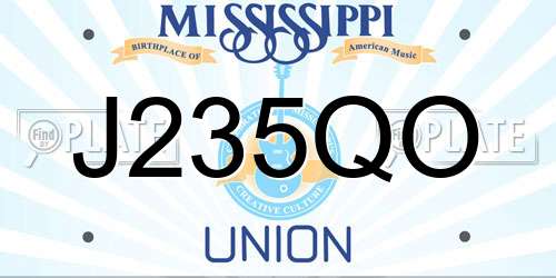 J235QO Mississippi License Plate