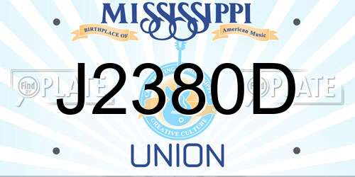 J2380D Mississippi License Plate
