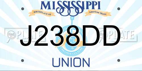 J238DD Mississippi License Plate