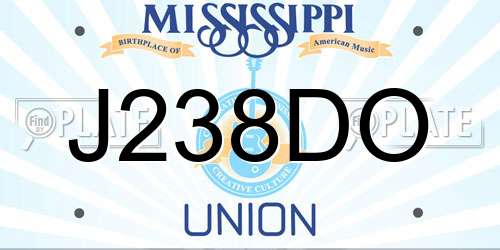 J238DO Mississippi License Plate