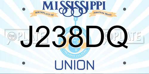 J238DQ Mississippi License Plate