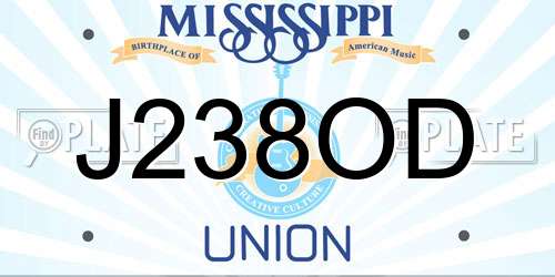 J238OD Mississippi License Plate