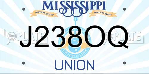 J238OQ Mississippi License Plate