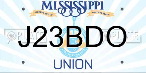 J23BDO Mississippi License Plate