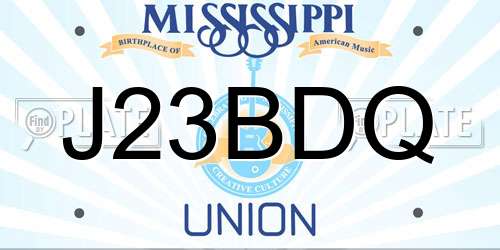 J23BDQ Mississippi License Plate