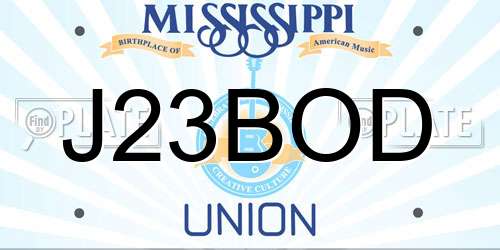 J23BOD Mississippi License Plate