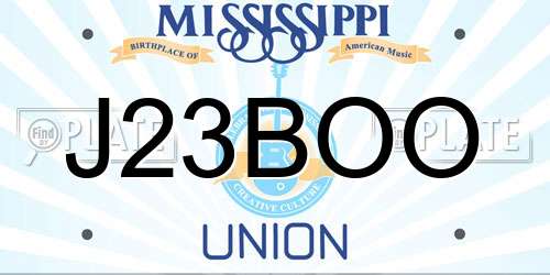 J23BOO Mississippi License Plate