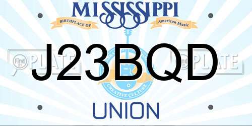 J23BQD Mississippi License Plate