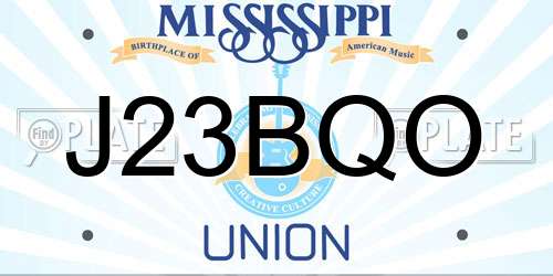 J23BQO Mississippi License Plate