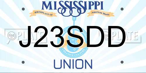 J23SDD Mississippi License Plate