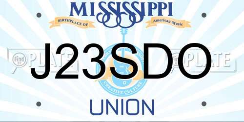 J23SDO Mississippi License Plate