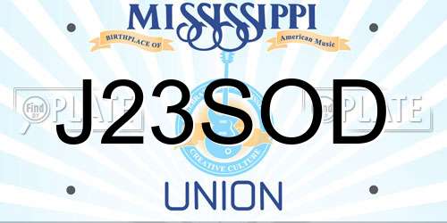 J23SOD Mississippi License Plate