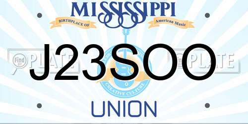 J23SOO Mississippi License Plate