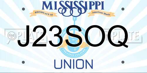 J23SOQ Mississippi License Plate