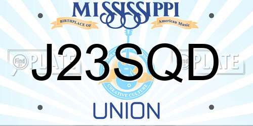J23SQD Mississippi License Plate