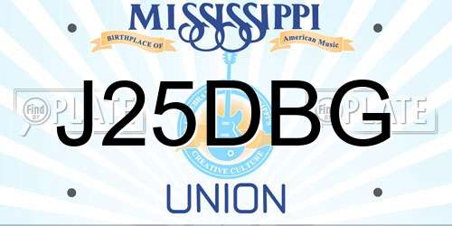 J25DBG Mississippi License Plate
