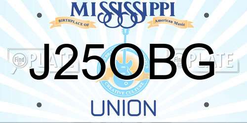 J25OBG Mississippi License Plate