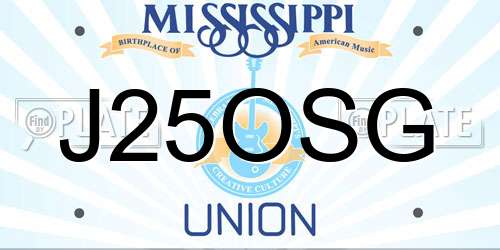 J25OSG Mississippi License Plate