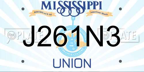 J261N3 Mississippi License Plate