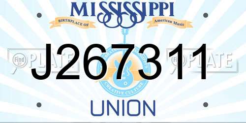 J267311 Mississippi License Plate
