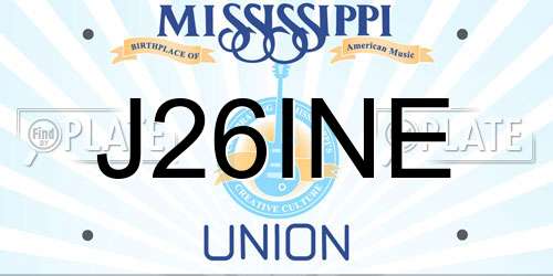 J26INE Mississippi License Plate