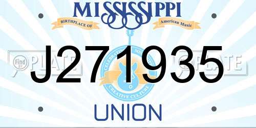J271935 Mississippi License Plate