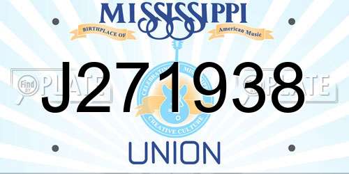 J271938 Mississippi License Plate