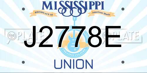 J2778E Mississippi License Plate