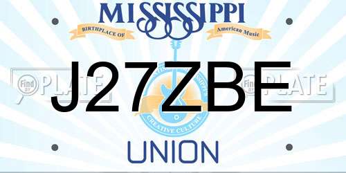 J27ZBE Mississippi License Plate