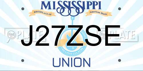 J27ZSE Mississippi License Plate
