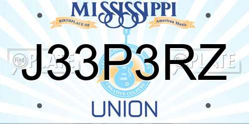 J33P3RZ Mississippi License Plate