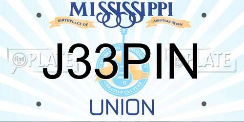J33PIN Mississippi License Plate